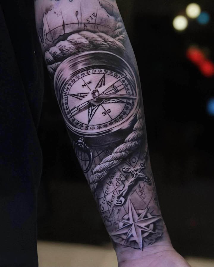 Compass Forearm Tattoo